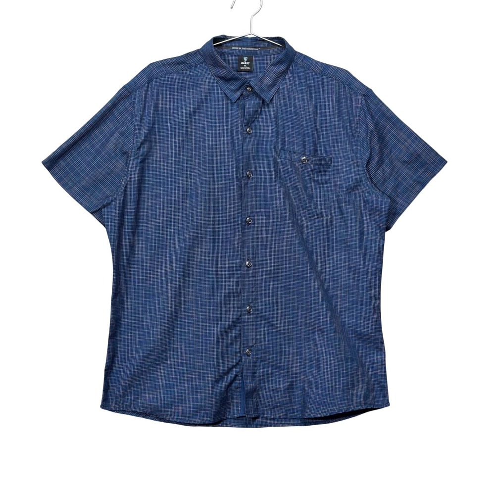 Kuhl Krossfire Shirt Mens XL Blue Grid Short Sleeve Hiking Outdoor 7563